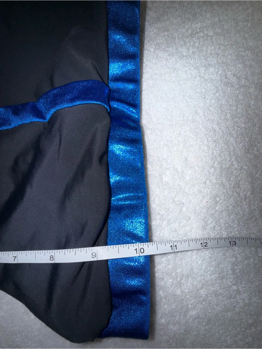Double Platinum Dancewear Black‎ Top with Shimmering Blue Trim Size CXL (10/12)
